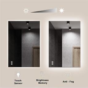 img 3 attached to 🪞 ROGSFN 32x24 Inch LED Backlit Bathroom Mirror: Dimmable Anti-Fog Vanity Mirror with Lights – Frameless, Wall Mounted (Horizontal/Vertical)