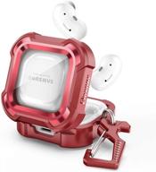 📱 dexnor clear pc & silicone protective cover for samsung galaxy buds 2/ galaxy buds live/ galaxy buds pro case - red (led visible), 360 full body skin for women and men logo