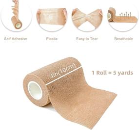 img 3 attached to 🏥 Beige Self Adhesive Cohesive Bandage Wrap - 8 Pack, 4 inches x 5 Yards, Non-Woven Wrap Rolls, Athletic Tape for Wrist, Ankle, Hand, Leg - Premium-Grade Medical Stretch Wrap (in Beige)