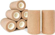 🏥 beige self adhesive cohesive bandage wrap - 8 pack, 4 inches x 5 yards, non-woven wrap rolls, athletic tape for wrist, ankle, hand, leg - premium-grade medical stretch wrap (in beige) логотип