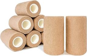 img 4 attached to 🏥 Beige Self Adhesive Cohesive Bandage Wrap - 8 Pack, 4 inches x 5 Yards, Non-Woven Wrap Rolls, Athletic Tape for Wrist, Ankle, Hand, Leg - Premium-Grade Medical Stretch Wrap (in Beige)