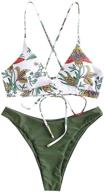 👙 zaful women's stylish tie back padded high cut bralette bikini set: trendy two piece swimsuit logo