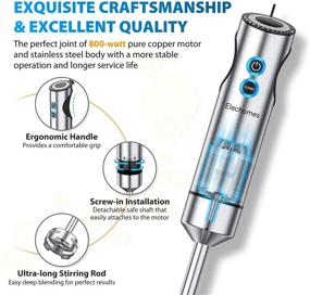 img 3 attached to 🔪 Elechomes Professional Hand Blender - 12-Speed Stick Blender with 304 Stainless Steel 4-Blade - 4-in-1 Multi-Purpose 800W Heavy Motor - Handheld Blender with Large 1.2L Food Processor - Ideal for Whole Family - 800ml Mixing Beaker - Includes Whisk Attachments