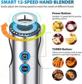 img 2 attached to 🔪 Elechomes Professional Hand Blender - 12-Speed Stick Blender with 304 Stainless Steel 4-Blade - 4-in-1 Multi-Purpose 800W Heavy Motor - Handheld Blender with Large 1.2L Food Processor - Ideal for Whole Family - 800ml Mixing Beaker - Includes Whisk Attachments