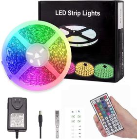 img 4 attached to 🌈 Masqudo 5050 SMD RGB LED Strip Lights - 50ft/15m, 44-Key RF Remote, Non-Waterproof for Bedroom, Ceiling, Under Cabinet, Party Decoration