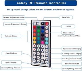 img 2 attached to 🌈 Masqudo 5050 SMD RGB LED Strip Lights - 50ft/15m, 44-Key RF Remote, Non-Waterproof for Bedroom, Ceiling, Under Cabinet, Party Decoration