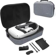 procase hard travel case for oculus quest 2 vr gaming headset, controllers and accessories - shockproof eva hard shell carrying case storage bag with shoulder strap, grey - also compatible with elite strap logo