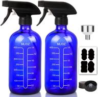 🔵 16oz cobalt blue glass spray bottles: reusable & refillable container for essential oils, cleaning products - with measurements, funnel, and labels (2 pack) logo