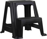 home basics 2-stair step stool - lightweight & sturdy, 250 lbs capacity, skid-resistance - safe for adults and kids - black logo