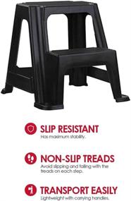 img 3 attached to Home Basics 2-Stair Step Stool - Lightweight & Sturdy, 250 lbs Capacity, Skid-Resistance - Safe for Adults and Kids - Black