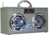 Wireless Express - Mini Boombox with LED Speakers – Retro Bluetooth Speaker  w/Enhanced FM Radio - Perfect for Home and Outdoor (Retro)