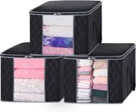 🗄️ clothes storage organizer box - clothing storage bin for bedding comforter in bedroom closet by beenut home organization - 3 pack 90l blanket storage логотип