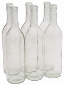 img 1 attached to 6-Pack Clear/Flint North Mountain Supply W5CL6 750ml Flat-Bottomed Cork Finish Bordeaux Wine Bottles