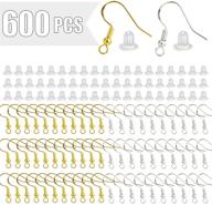 💍 600pcs 925 hypo-allergenic earring hooks kit with 150 pcs silver, 150 pcs gold earring hooks and 300 pcs soft clear bullet earring backs for diy jewelry making logo