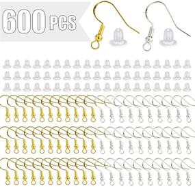 img 4 attached to 💍 600PCS 925 Hypo-allergenic Earring Hooks Kit with 150 PCS Silver, 150 PCS Gold Earring Hooks and 300 PCS Soft Clear Bullet Earring Backs for DIY Jewelry Making