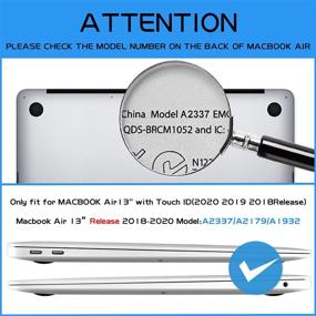 img 3 attached to KICWGM чехол для MacBook Air 13 дюймов - совместим с 2020/2019/2018 выпуском A2337 M1/A2179/A1932 - совместим с Retina дисплеем и Touch ID