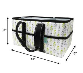 img 1 attached to 👶 Organizer for Early Hugs Baby Diaper Caddy, Nursery Storage, Baby Gift Basket, Gray & Yellow Flowers