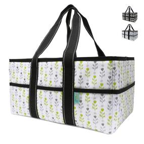 img 4 attached to 👶 Organizer for Early Hugs Baby Diaper Caddy, Nursery Storage, Baby Gift Basket, Gray & Yellow Flowers