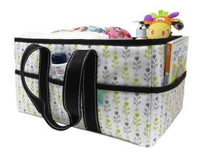 img 3 attached to 👶 Organizer for Early Hugs Baby Diaper Caddy, Nursery Storage, Baby Gift Basket, Gray & Yellow Flowers