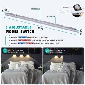 img 2 attached to Enhance Your Space with NICOUS LED Closet Lights - Motion Sensor, Romantic Wavy Effects, Extra Long 16 inch Design - Wireless Rechargeable Lights for Closet, Counter, Wardrobe, Kitchen & More!