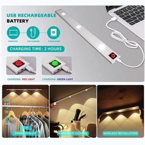 img 1 attached to Enhance Your Space with NICOUS LED Closet Lights - Motion Sensor, Romantic Wavy Effects, Extra Long 16 inch Design - Wireless Rechargeable Lights for Closet, Counter, Wardrobe, Kitchen & More!