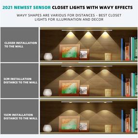 img 3 attached to Enhance Your Space with NICOUS LED Closet Lights - Motion Sensor, Romantic Wavy Effects, Extra Long 16 inch Design - Wireless Rechargeable Lights for Closet, Counter, Wardrobe, Kitchen & More!