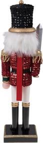 img 2 attached to 🎅 Clever Creations Festive Red and Green Sequin Soldier Nutcracker, 14 Inch Traditional Wooden Christmas Decor for Shelves, Tables, and More