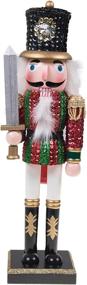 img 4 attached to 🎅 Clever Creations Festive Red and Green Sequin Soldier Nutcracker, 14 Inch Traditional Wooden Christmas Decor for Shelves, Tables, and More