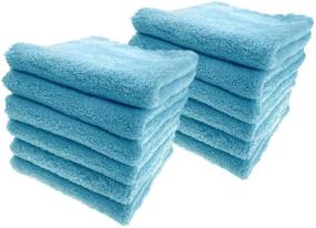 img 4 attached to 🧽 Premium Pack of 12 Mr Towels - Ultra-Soft Edgeless Microfiber Cleaning Towels: All-Purpose & Multipurpose, Plush 12'x12' Cloths, Extra Absorbent (Blue)