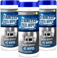 🧼 jj care 120-pack stainless steel wipes with microfiber cloth - effective cleaner for water marks, streaks, smudges, and grease on stainless appliances - convenient 40 wipes per tub logo