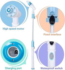 img 3 attached to 💡 Rechargeable Power Scrubber for Home and Kitchen - Electric Spin Cleaning Brush, Cordless Bathroom Scrubber for Tile, Floor, and Bathtub