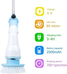 img 2 attached to 💡 Rechargeable Power Scrubber for Home and Kitchen - Electric Spin Cleaning Brush, Cordless Bathroom Scrubber for Tile, Floor, and Bathtub