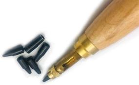 img 2 attached to YICBOR Versatile 5 Tip Size 1.5-3.5mm Wooden Handle Tool Kit for Auto Screw Holes, Leather Craft, and Book Drilling – Sewing Accessories Included!