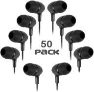 🎧 wholesale bulk earbuds 50 pack - durable headphones for classrooms, k12 students, kindergarten children, and adults - perfect gift (black) logo