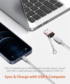 img 3 attached to 🔌 3-пак USB C Female к USB A Мужской адаптер зарядного кабеля с преобразователем с брелоком - Золотой | Совместим с iPhone 12, Samsung S21, iPad Air и другие