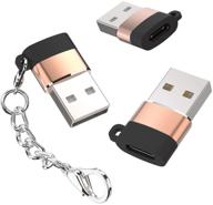 🔌 3-пак usb c female к usb a мужской адаптер зарядного кабеля с преобразователем с брелоком - золотой | совместим с iphone 12, samsung s21, ipad air и другие логотип