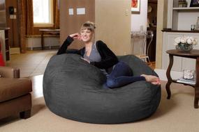 img 1 attached to 🪑 Chill Sack Charcoal Large Bean Bag Chair - Massive 5' Memory Foam Lounger with Soft Micro Fiber Cover - Big Sofa for Ultimate Comfort