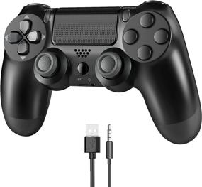 img 4 attached to 🎮 UTAWO Wireless Controller for PS4/Pro/Slim/PC - 1000mAh/Built-in Dual Vibration/6-axis Gyro/Speaker/Audio Jack (Black)