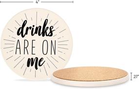 img 3 attached to 🍻 LotFancy Funny Coasters for Drinks Absorbent with Holder - Set of 6 Ceramic Coasters with Cork Base, Round Coasters Featuring 6 Sayings, Non-Slip Bar Room Decor - Perfect Housewarming Gift