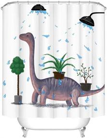 img 4 attached to Dinosaur Curtain Waterproof Bathroom 72X72Inch