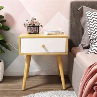 🌙 modern oak nightstand with drawer - bedside table for bedroom, living room, sofa couch - wood accent end table with easy pull handle, hall, wood frame logo