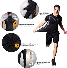 img 3 attached to BOOMCOOL Men's Workout Clothes: Fitness Apparel for Gym, Running & Outdoor Activities - Compression Pants, Shirt, Top, and Long Sleeve Jacket