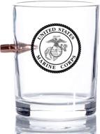 🍷 hand blown .308 officially licensed usmc bullet whiskey glass - 8 oz - marine corps gifts logo