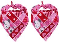 ❤️ double the love with kzhareen 2 pack valentine's day dog bandana: reversible triangle bibs for dogs, cats, and pets логотип