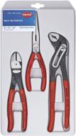 🔧 knipex tools 00 20 08 us1 3-piece long nose, diagonal cutter, and alligator pliers tool set – red (packaging varies) logo