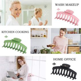 img 1 attached to 6 Pcs Hair Clips Set - Big Christmas Gift Hair Claw Clips for Women/Girls, Strong Hold Clips for Thick/Thin Hair (2Black+2Pink+2Green)