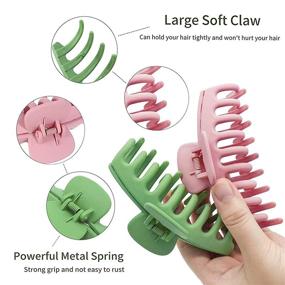 img 2 attached to 6 Pcs Hair Clips Set - Big Christmas Gift Hair Claw Clips for Women/Girls, Strong Hold Clips for Thick/Thin Hair (2Black+2Pink+2Green)