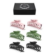 6 pcs hair clips set - big christmas gift hair claw clips for women/girls, strong hold clips for thick/thin hair (2black+2pink+2green) logo