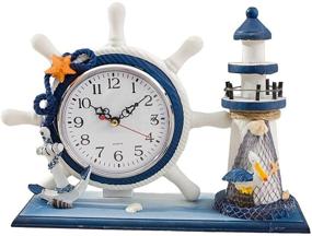 img 4 attached to 🌊 Nautical Ocean Mantel Clock with Lighthouse Design - Solid Wood Mediterranean Style for Living Room, Bedroom, Kids Room, and Home Decor