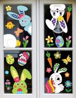 🐇 transform your home with 361pcs easter bunny window cling decorations - perfect for egg hunt games & home party ornaments logo